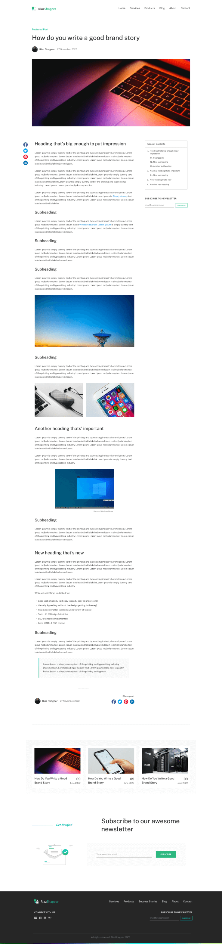 Blog post design modern made in figma
