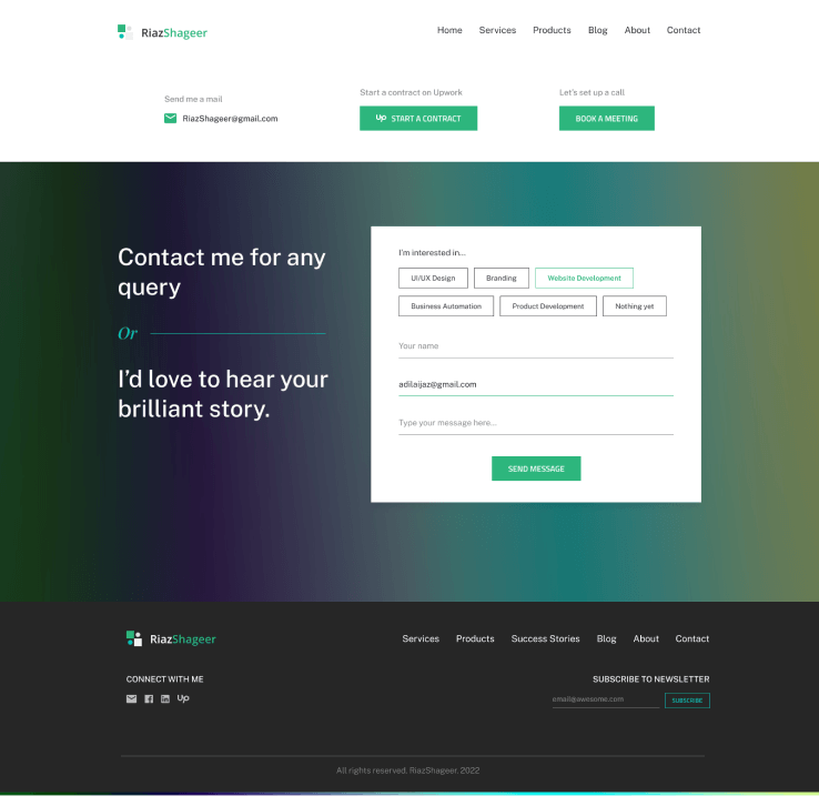 Contact page ui ux design new in figma