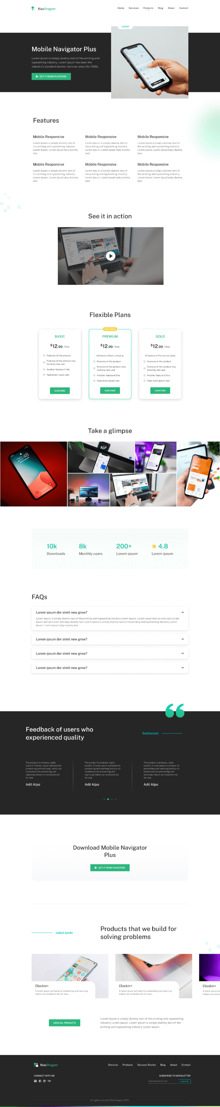 Product Landing page design modern in figma