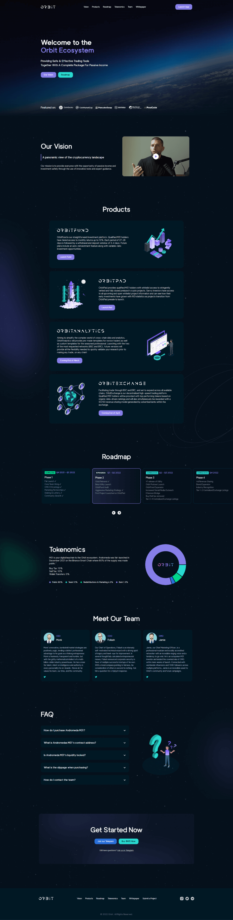 Homepage design preview of the cryptocurrency site project